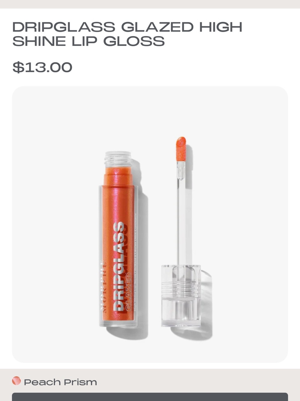 NWOT Morphe Dripglass Glazed High Shine Lip Gloss in Peach Prism